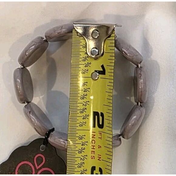 2.75 Inch Paparazzi Gray Marbled Bracelet Elastic Band With Tags Heavier Weight - Picture 6 of 6